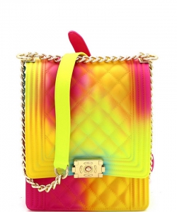 Quilted Rainbow Jelly Chain Shoulder Bag YXSF0012 MULTI 1